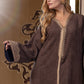 Caftan Marron aux Broderies Élégantes - Ladmana