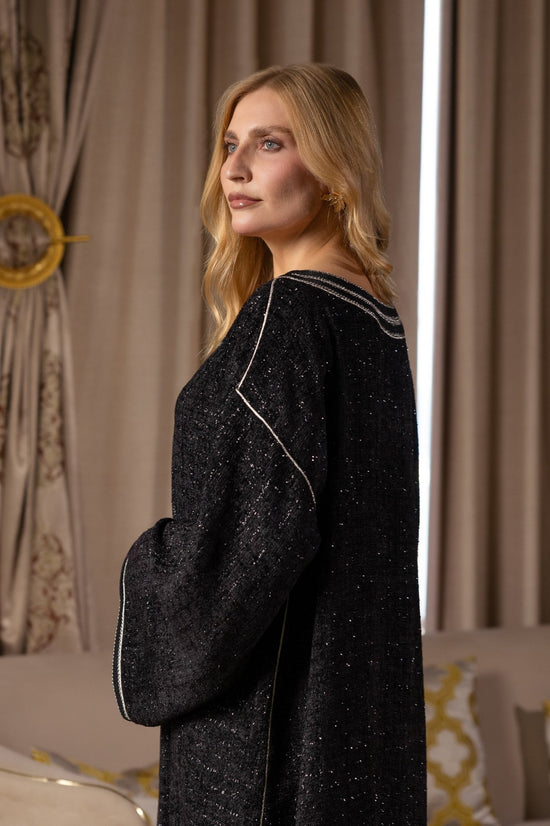 Caftan Noir Brillant au Style Sophistiqué - Ladmana