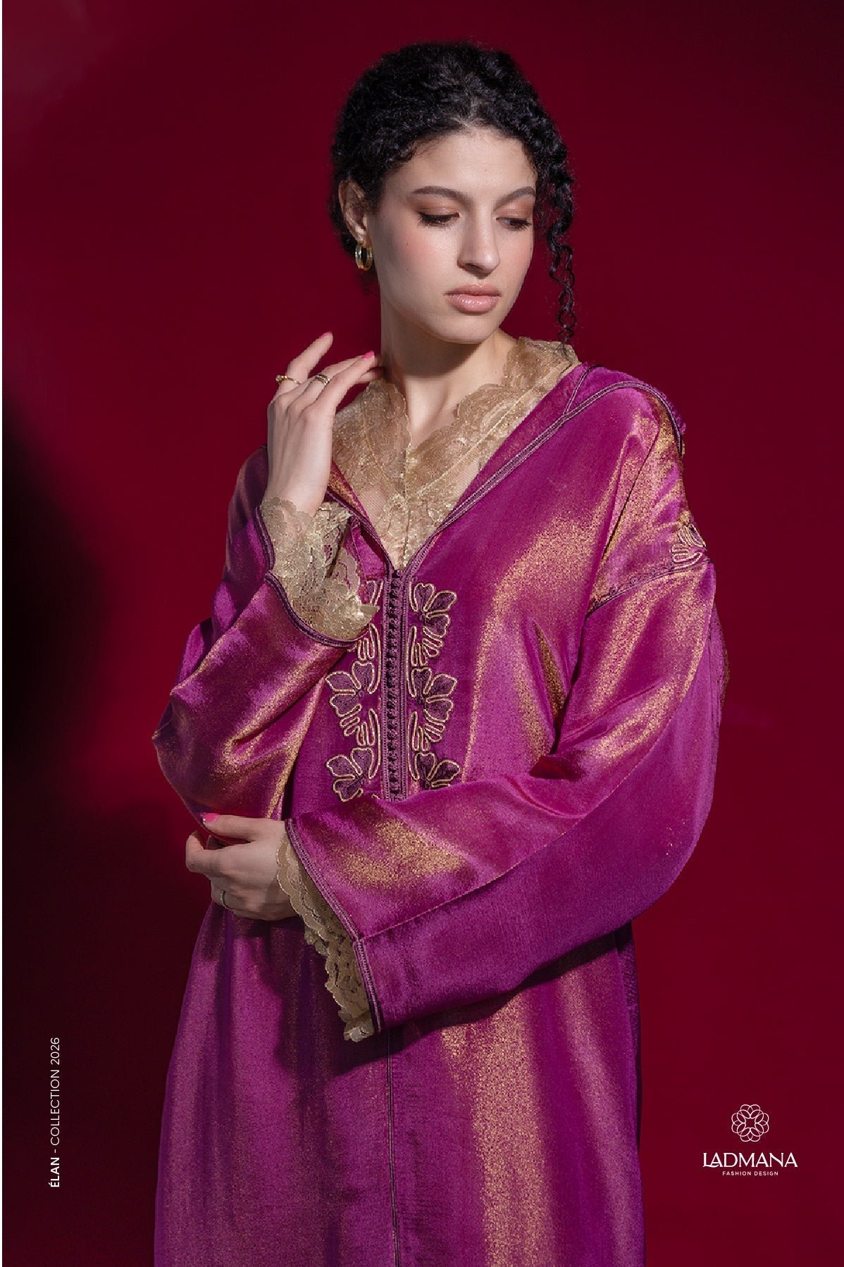 Jellaba 2 pièces rose foncé - Ladmana