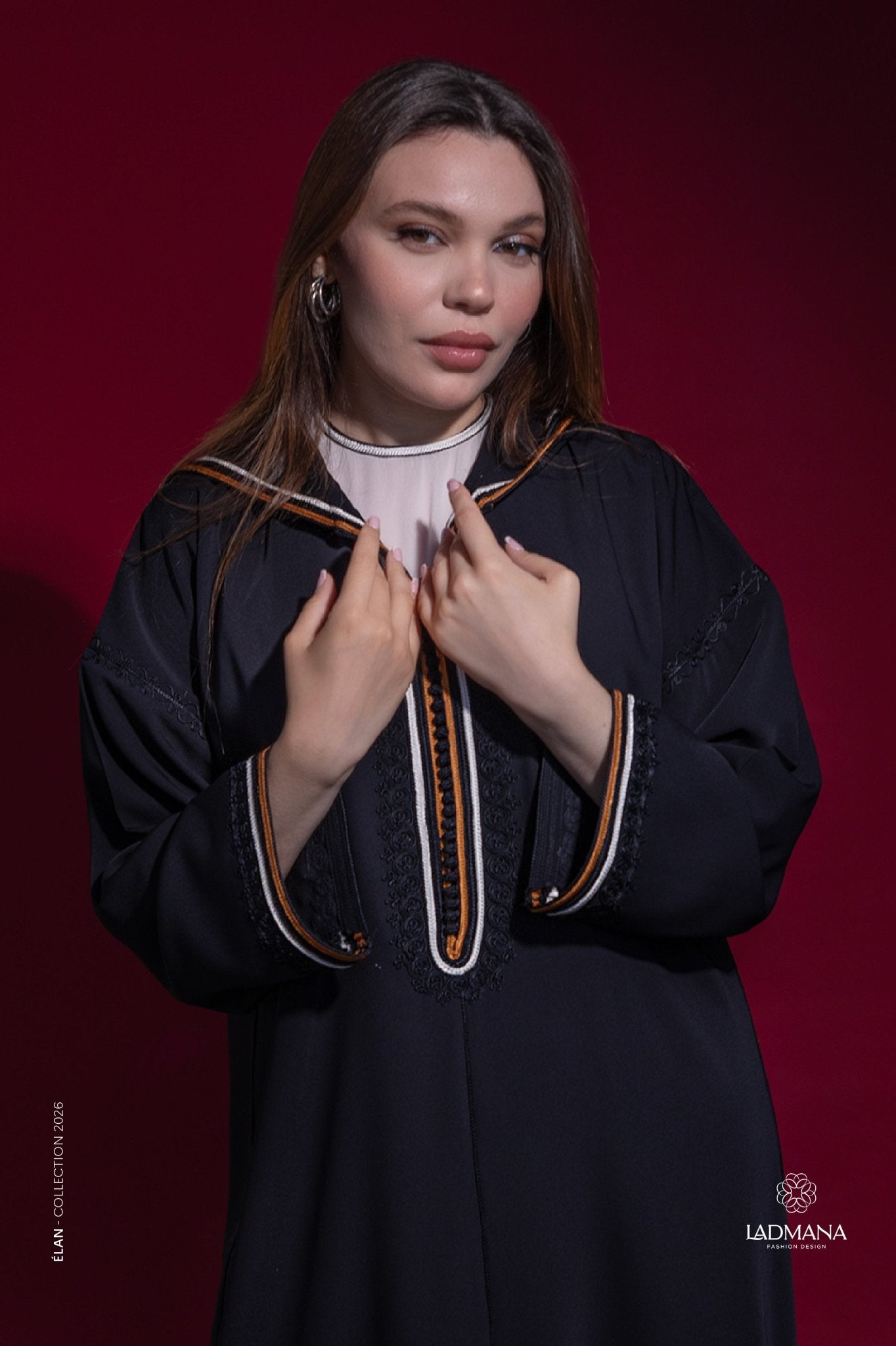 JELLABA accompagnée d’un kmiss en crêpe Georgette - Ladmana