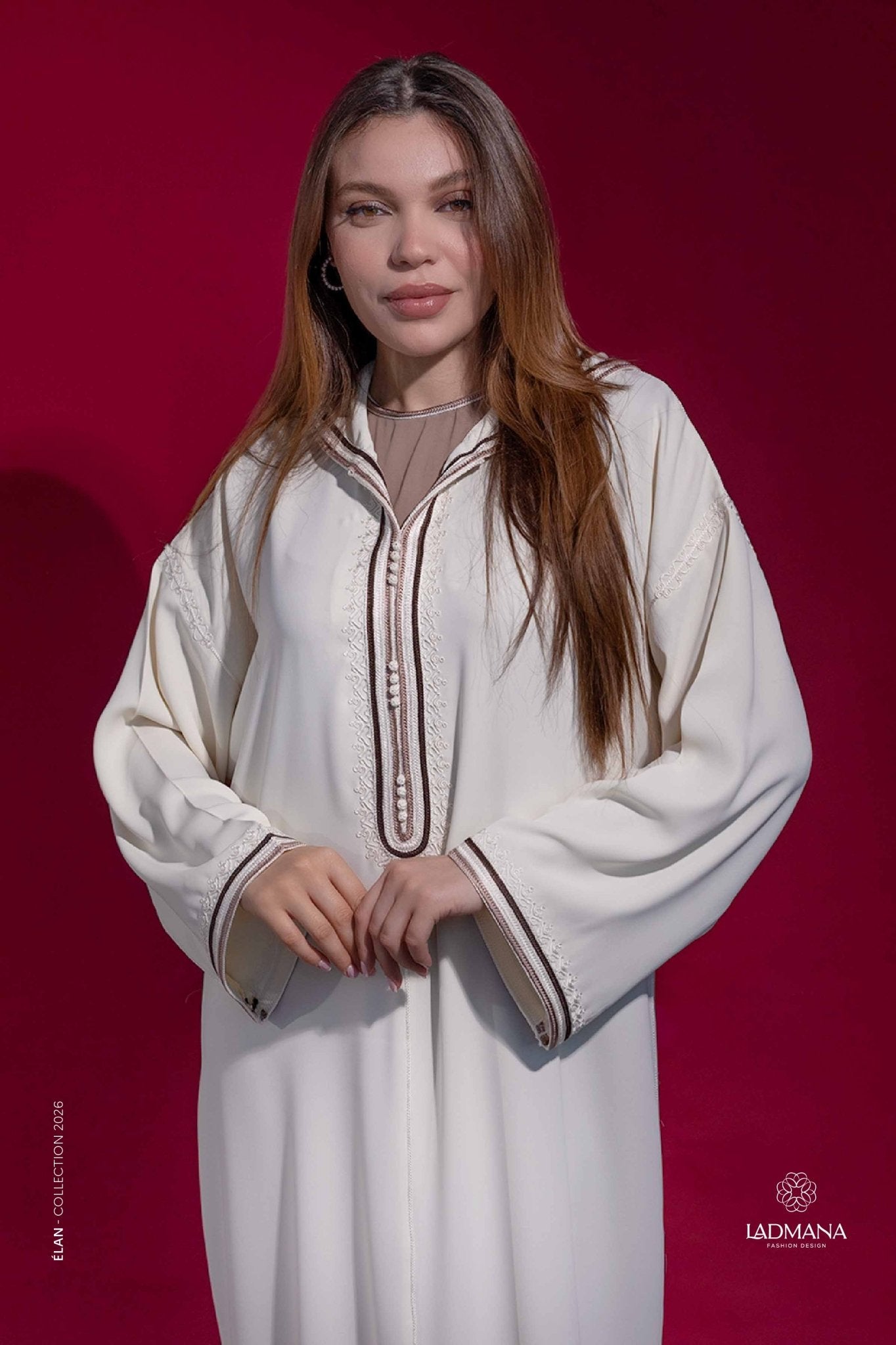 JELLABA accompagnée d’un kmiss en crêpe Georgette - Ladmana