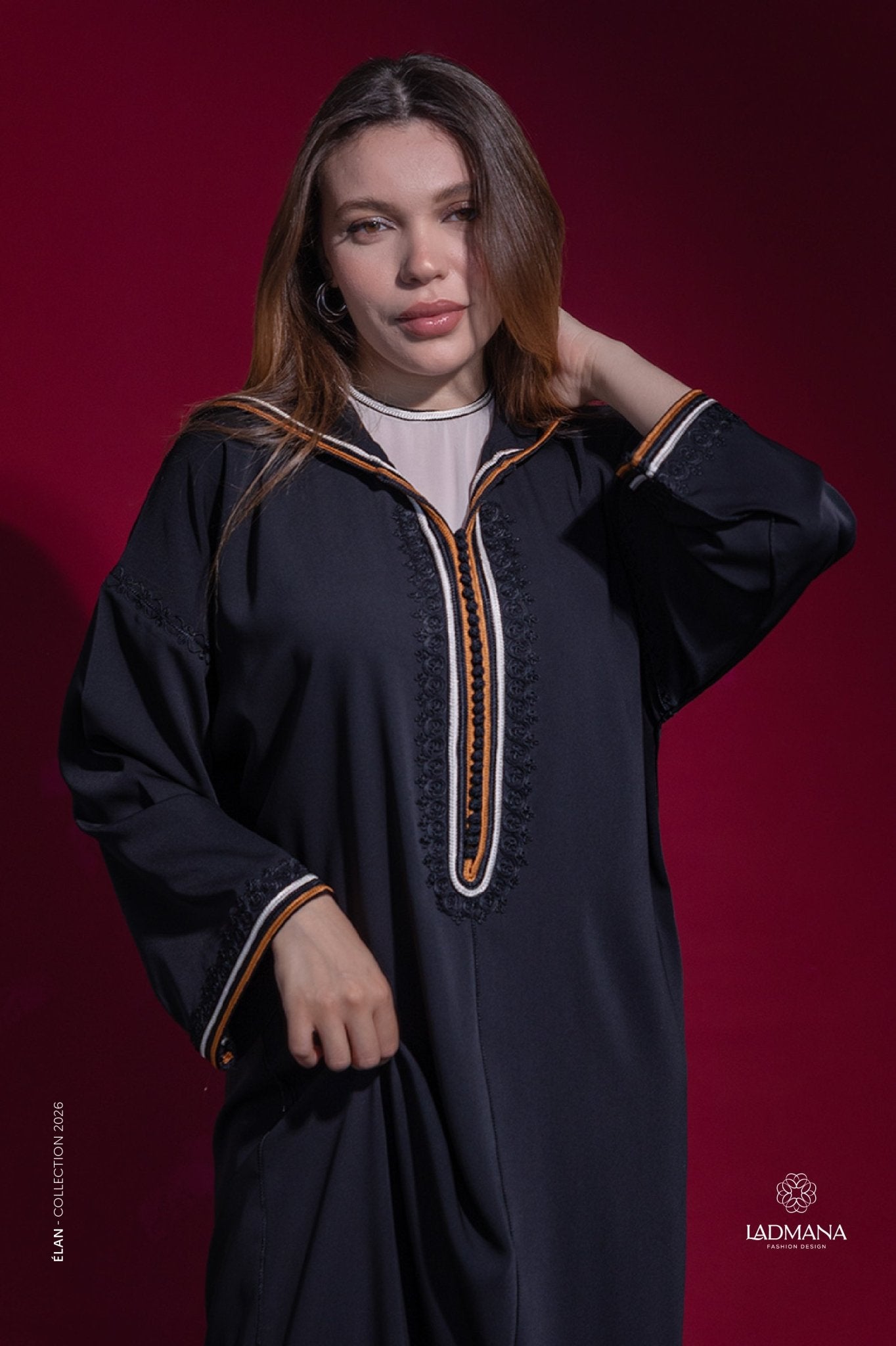 JELLABA accompagnée d’un kmiss en crêpe Georgette - Ladmana