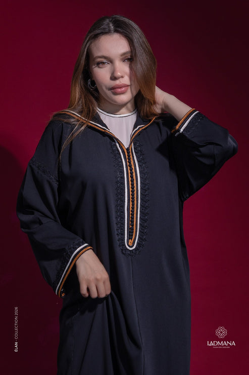 JELLABA accompagnée d’un kmiss en crêpe Georgette - Ladmana
