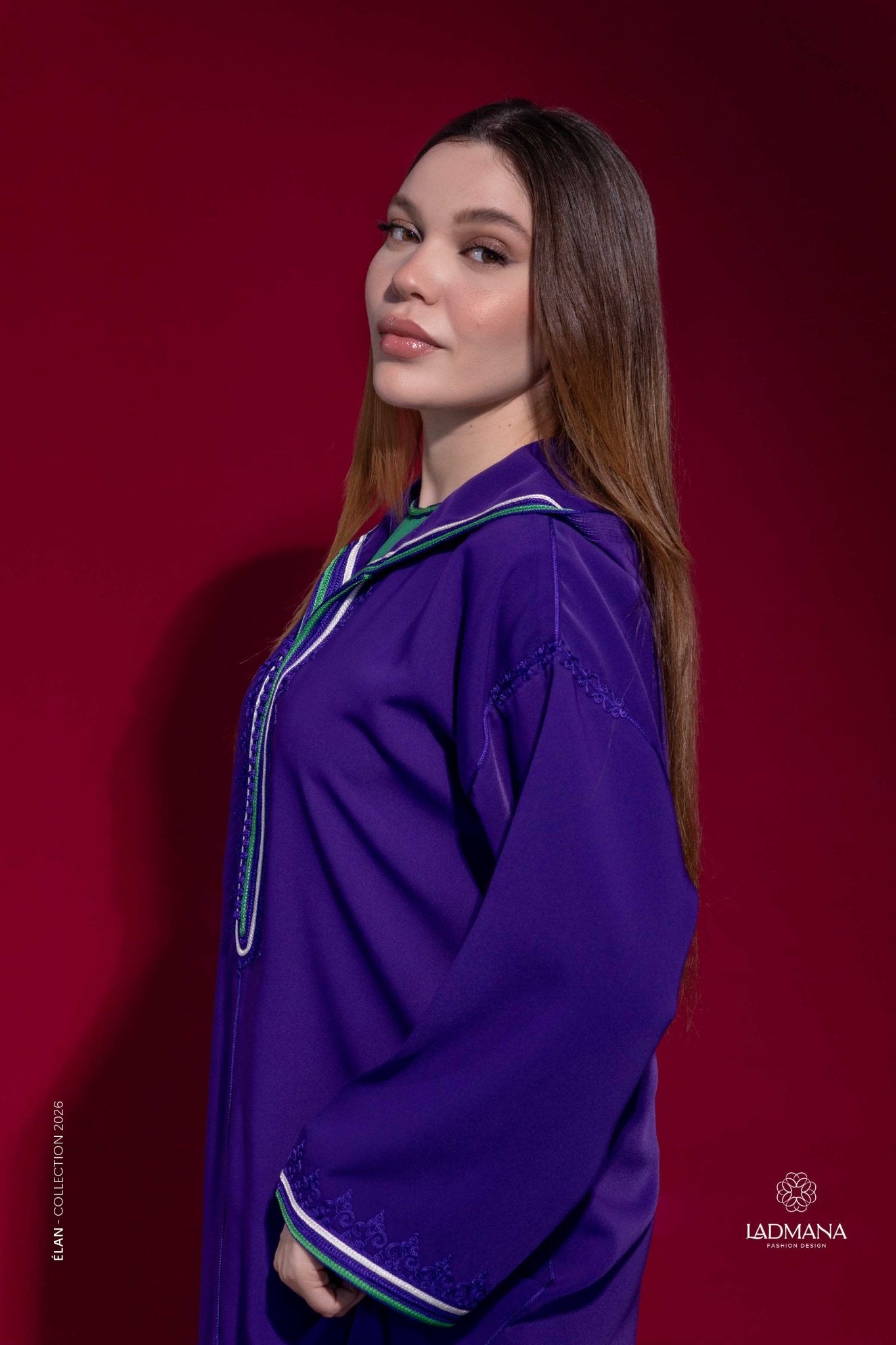 JELLABA accompagnée d’un kmiss en crêpe Georgette - Ladmana