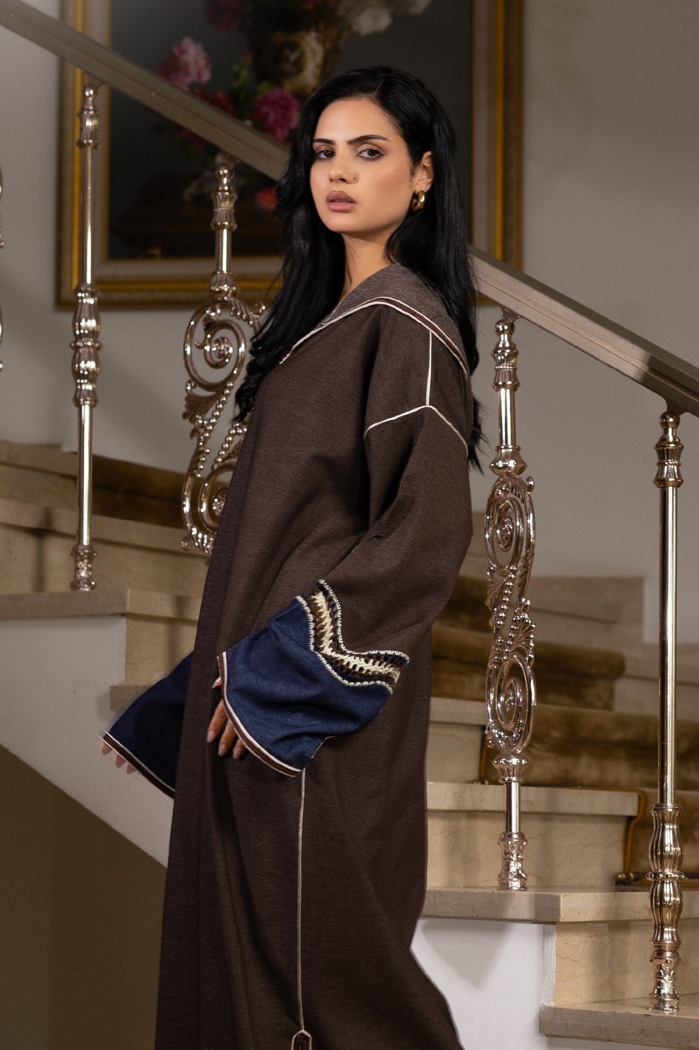 Jellaba Bleu Nuit aux Détails Traditionnels - Ladmana