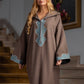 Jellaba Marron aux Finitions Turquoise - Ladmana