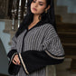 Jellaba Noir et Blanc à Motifs Géométriques - Ladmana