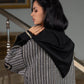 Jellaba Noir et Blanc à Motifs Géométriques - Ladmana