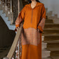 Jellaba Orange aux Détails Contemporains - Ladmana