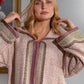Jellaba Rose Texturée aux Détails Brodés - Ladmana