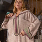 Jellaba Rose Texturée aux Détails Brodés - Ladmana