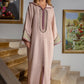 Jellaba Rose Texturée aux Détails Brodés - Ladmana